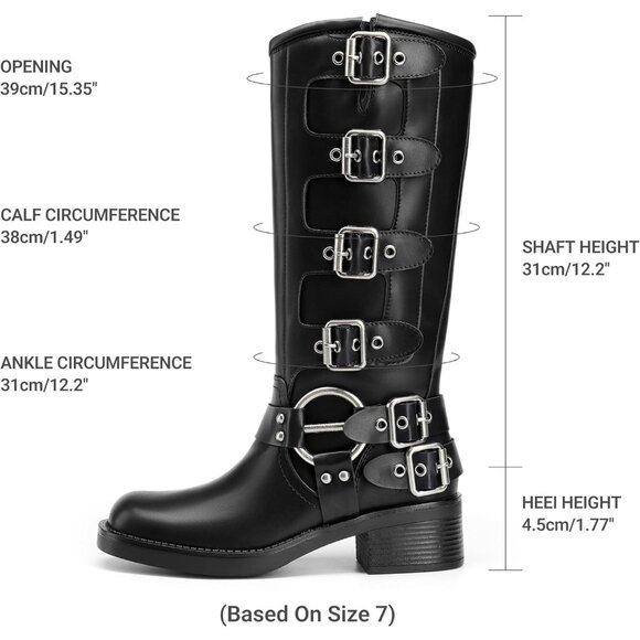 Women's Black-zipper Dream Pairs Knee High Riding Side Zipper Chunky Heel Boots - Picture 4 of 9